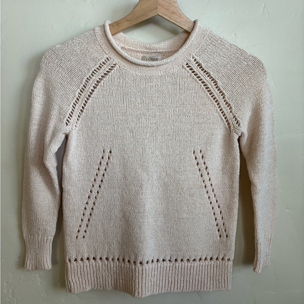J. Crew Cream/Peach Sweater, Three Quarter Sleeves, Size XXS Petite
